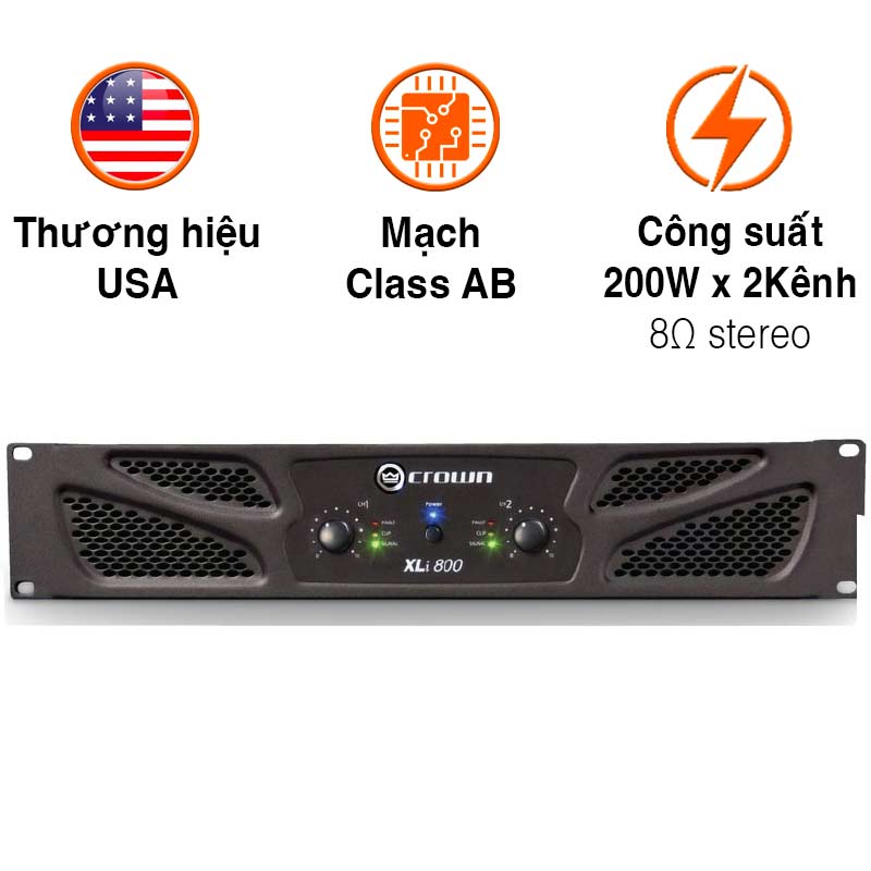 Cục đẩy công suất Crown XLi800, 200W x 2CH