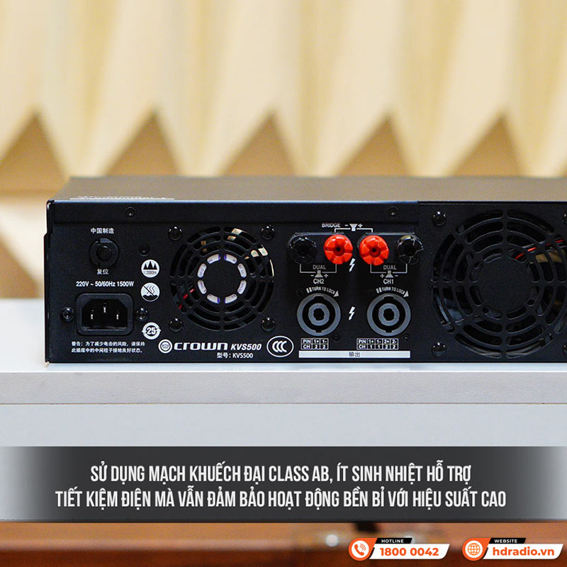 Cục đẩy công suất Crown KVS500, Class AB, 500W x 2 Kênh-6