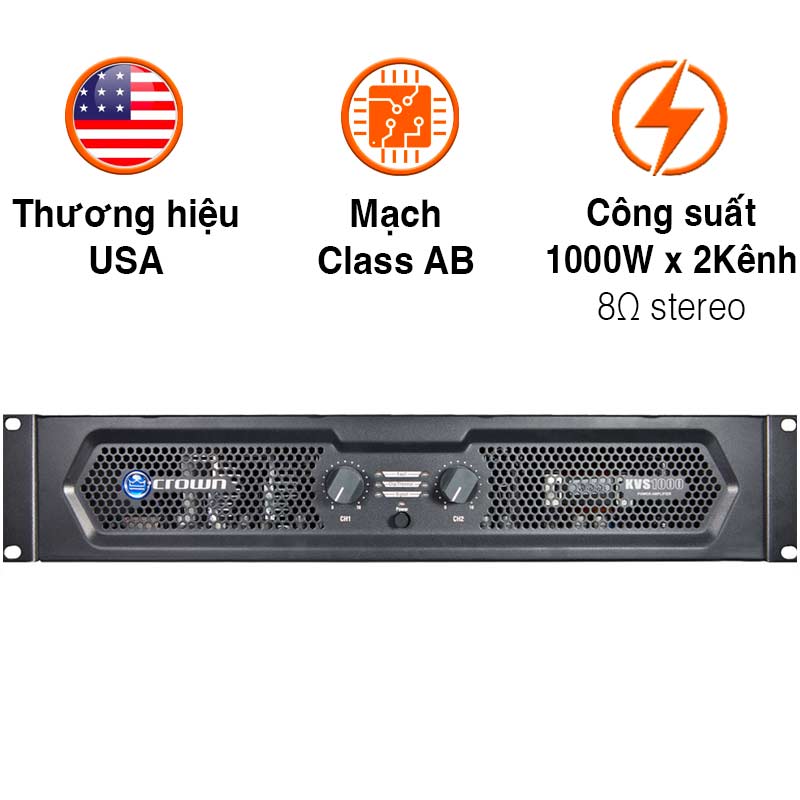Cục đẩy công suất Crown KVS1000, 1000W x 2 Kênh