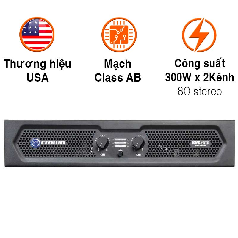 Cục đẩy công suất Crown KVS300, Công Suất 300W x 2 Kênh ở 8 ohm