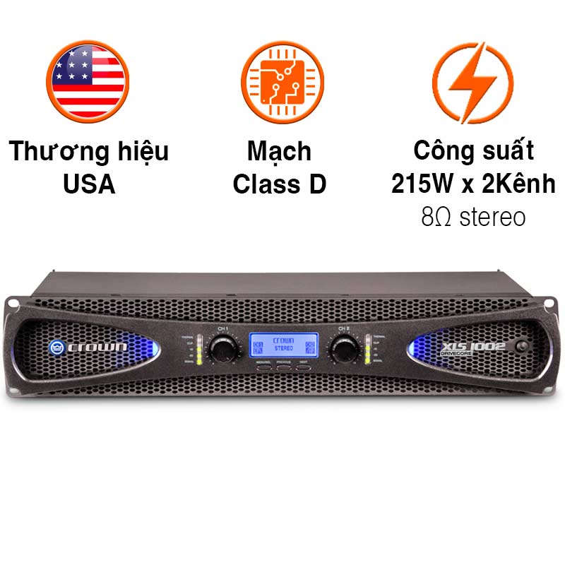 Cục đẩy công suất Crown XLS 1002, 215W x 2 Kênh