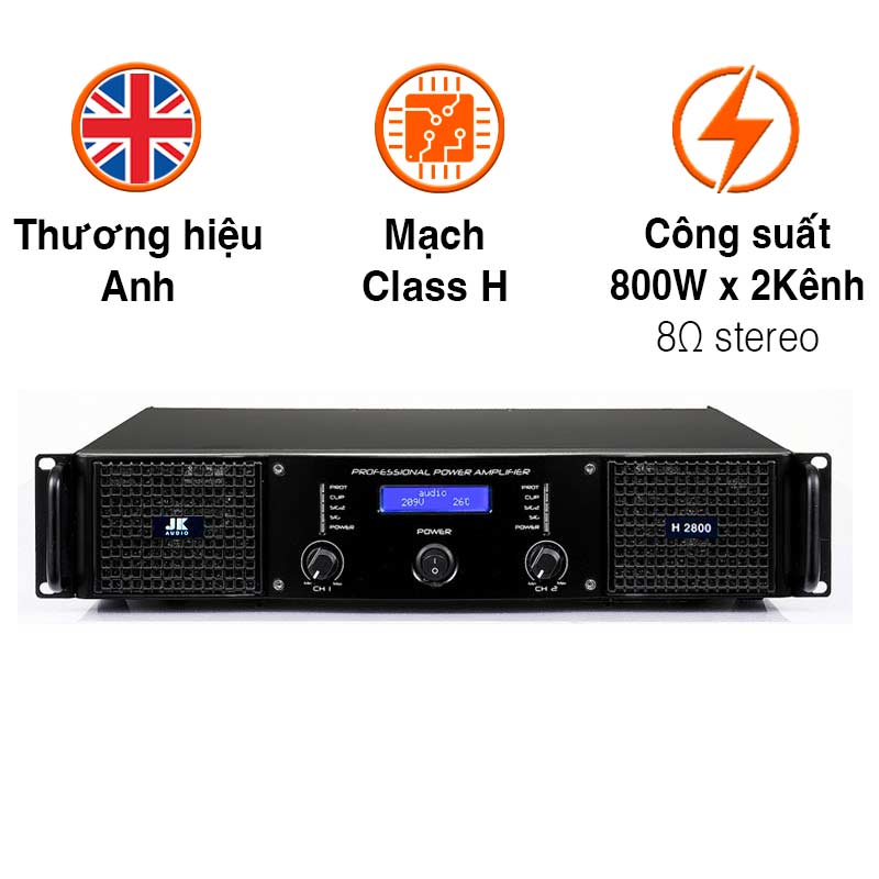 Cục Công Suất JKAudio H2800, 800W x 2 Kênh, Class H