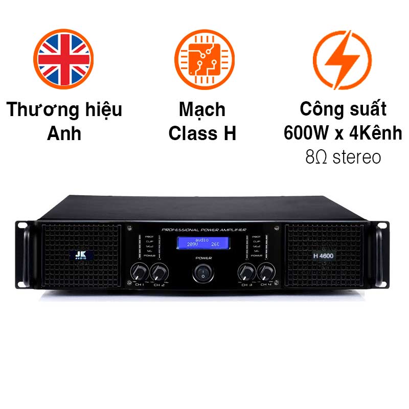 Cục công suất JKAudio H4600, 600W x 4 Kênh, Class H