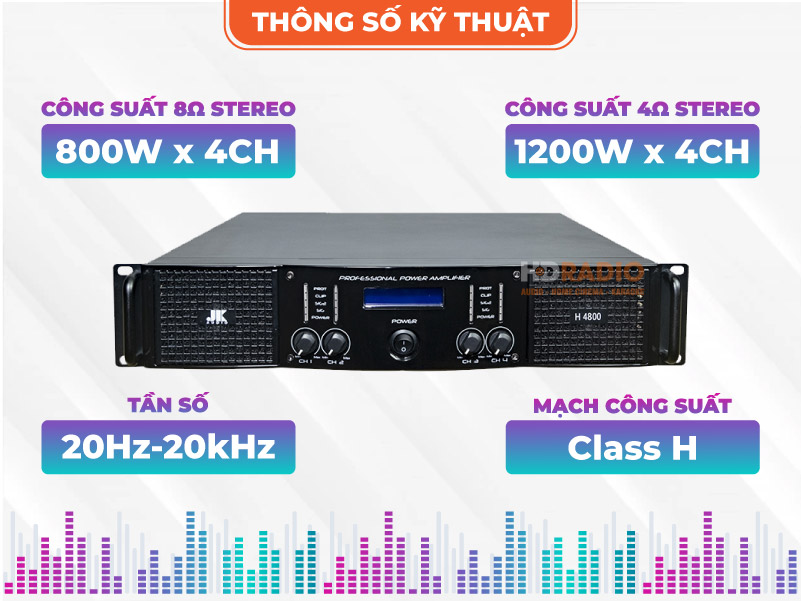 Thông số kỹ thuật đẩy JKaudio H4800 Thông số kỹ thuật đẩy JKaudio H4800