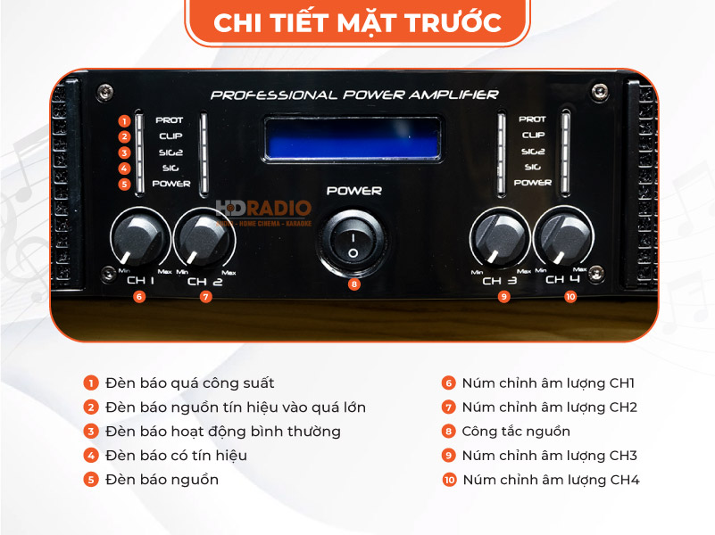 Các nút chức năng trên cục đẩy JKaudio H4800