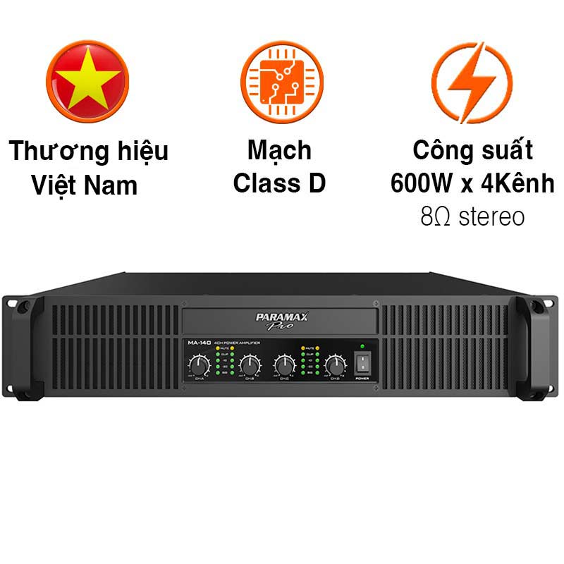 Cục Đẩy Paramax MA140, 600W x 4 Kênh