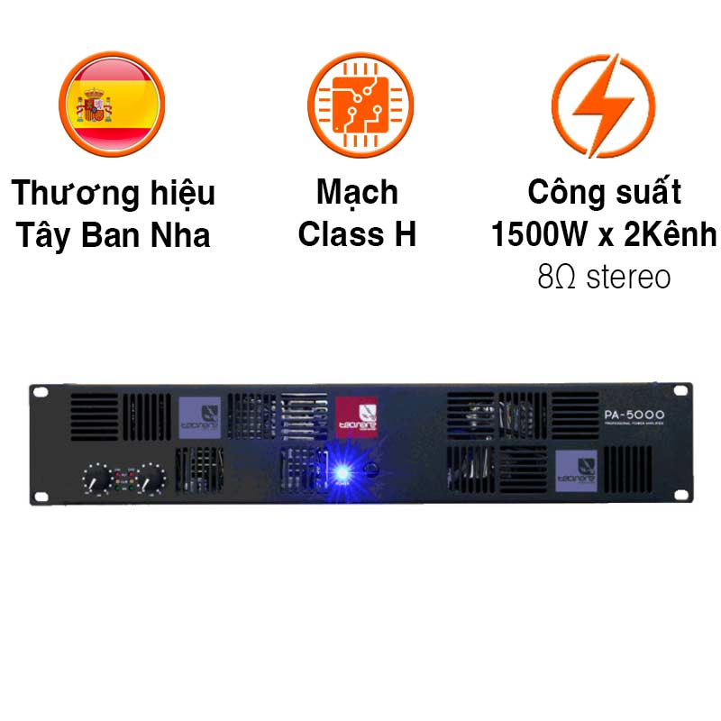 Công Suất Tecnare PA-5000, 1500W x2 Kênh