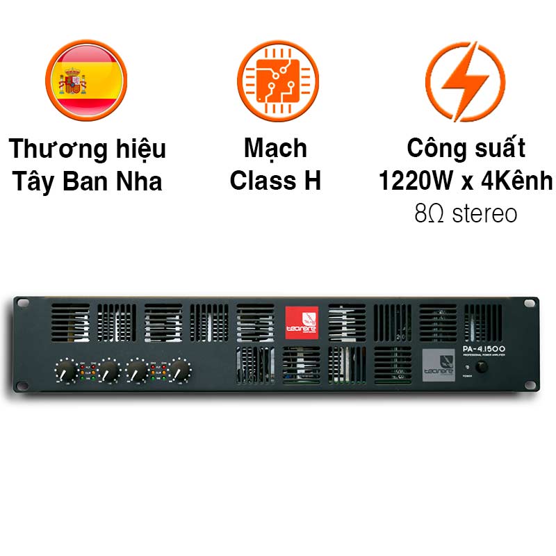 Công suất 4 kênh Tecnare PA4-1500, 1220W x4 Kênh