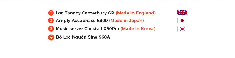 chú thích Dàn âm thanh Hi-End HE03