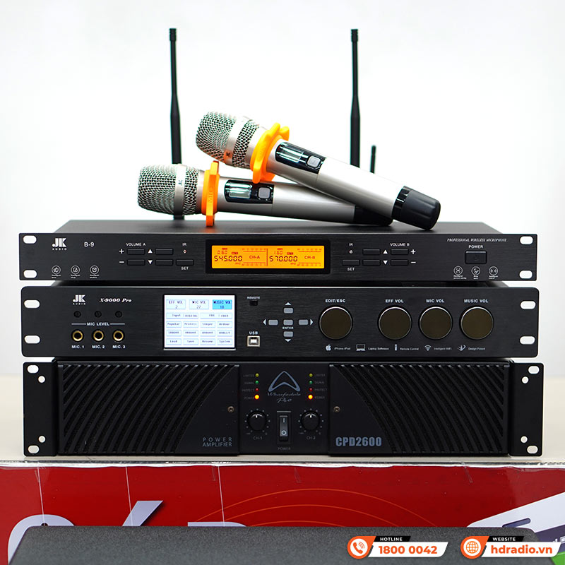 Dàn Karaoke cao cấp HDR41 (Wharfedale Wh12 , Công suất, vang số,  Micro JKaudio B9, Sub)-4