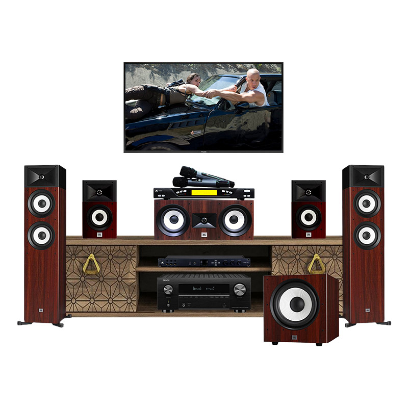 Dàn âm thanh đa năng xem phim, nghe nhạc, karaoke JBL, Denon DN04 (Denon AVC X3700H, JBL Stage A180, A120, A125C, A120P, JKaudio X6000 Plus, K800)