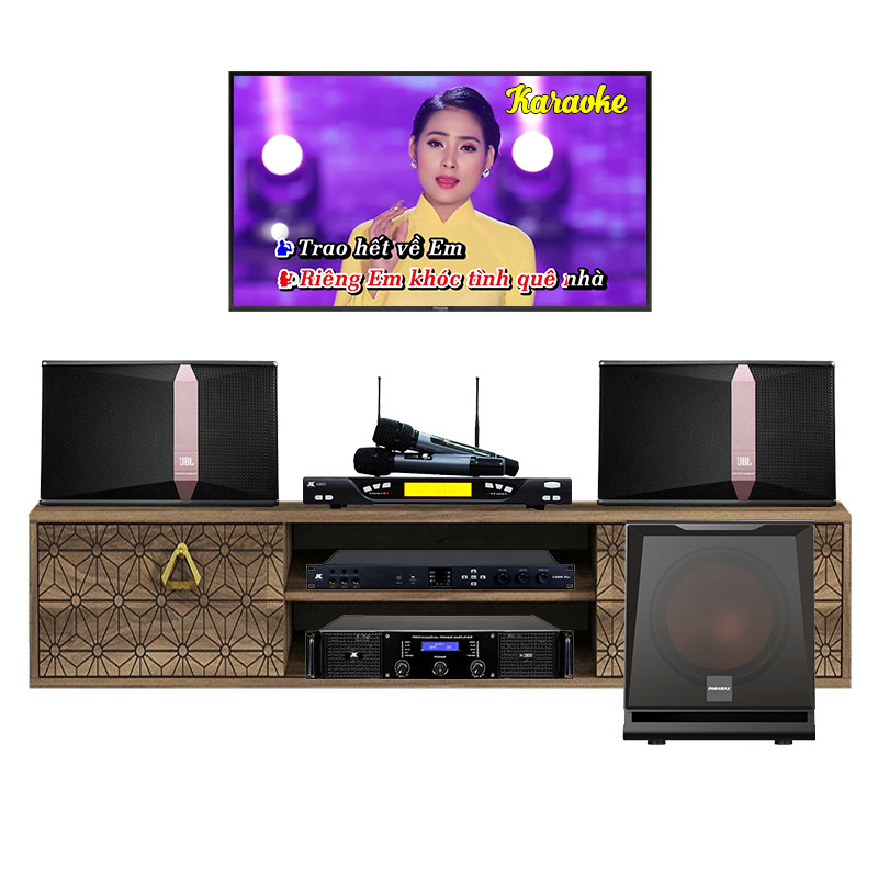Dàn Karaoke JBL KH21 (JBL Ki510, Vang số, Công suất, Micro K800, Sub Paramax D30)