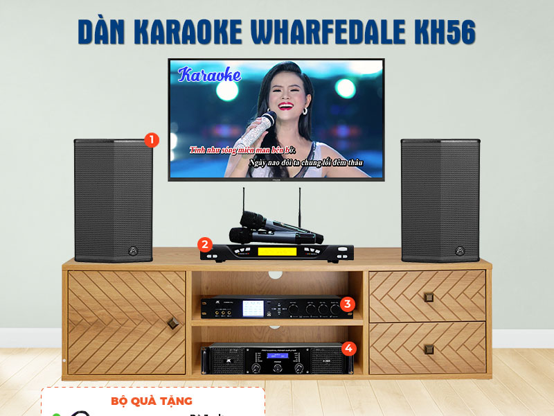 Dàn Karaoke Wharfedale KH56 ( Wharfedale Sigma X10, Công suất, X9000 Pro, micro K800)-1