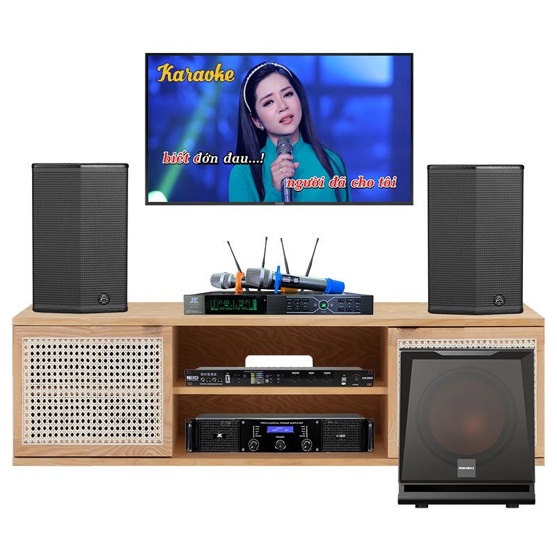 Dàn Karaoke Wharfedale KH58 ( Wharfedale Sigma X10,Công suất, DK2000, micro, loa sub D30)