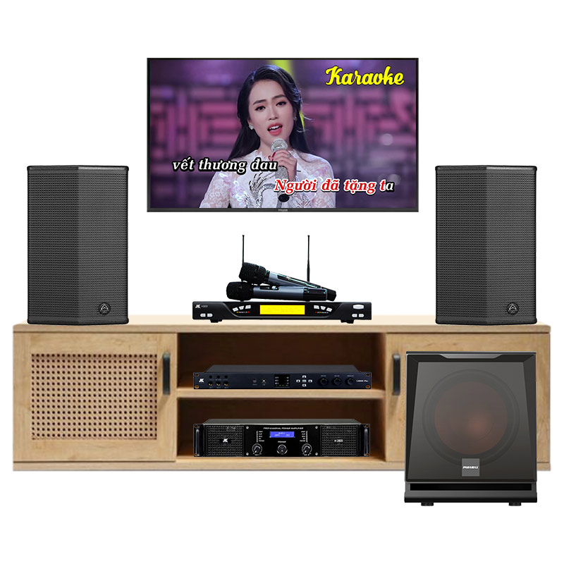 Dàn Karaoke Wharfedale KH76 (Wharfedale Sigma X12, Công suất, X6000 Plus, micro K800, Loa sub D30) Dàn Karaoke Wharfedale KH76 (Wharfedale Sigma X12, Công suất, X6000 Plus, micro K800, Loa sub D30)