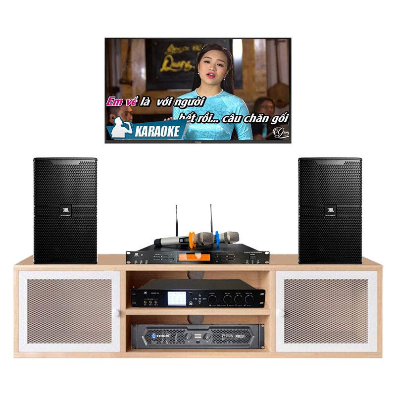 Dàn karaoke gia đình KHD15 (JBL KP4012G2, Crown KVS700, JKAudio X9000 Pro, JKAudio B9)