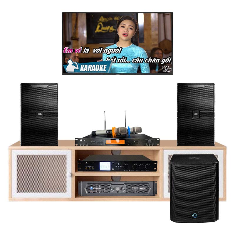 Dàn karaoke gia đình KHD16 (JBL KP4012G2, Wharfedale AX15B, Crown KVS700, JKAudio X9000 Pro, JKAudio B9)