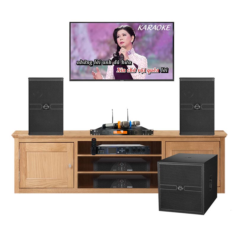 Dàn Karaoke Cao Cấp HDR58 ( Whafedale Anglo E312, CPD3600, Vang số, Micro, Sub E18B)