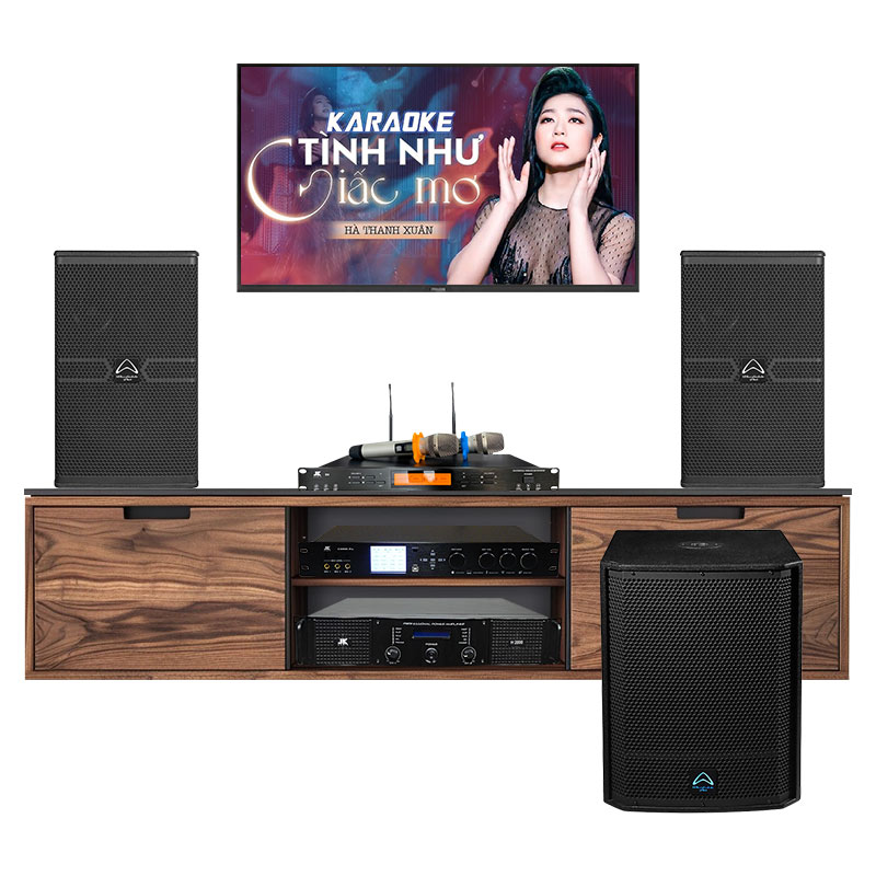 Dàn karaoke cao cấp HDR89 (Wharfedale ANGLO E312, Wharfedale AX15B, JK Audio H2800, Kaudio X9000 Pro, JKaudio B9)