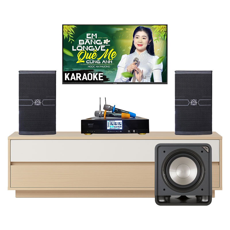 Dàn karaoke gia đình KGD10 (Wharfedale Pro Anglo E12, Neko AK3900 Pro, Polk Audio HTS12)