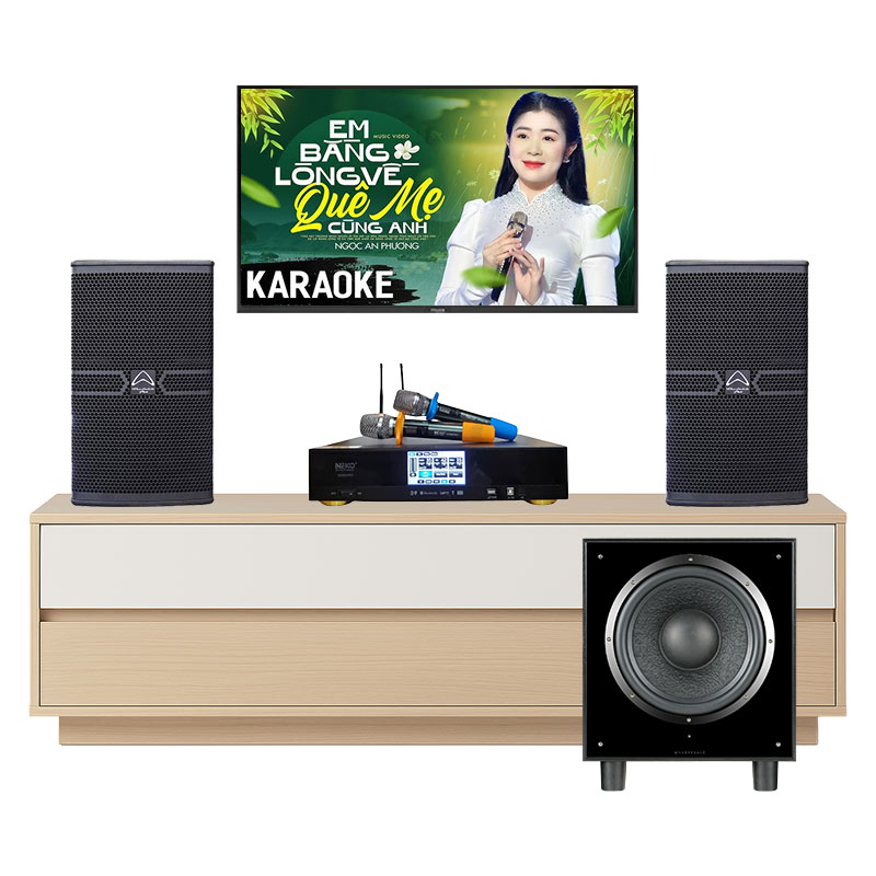Dàn karaoke gia đình KGD11 (Wharfedale Anglo E12, Wharfedale SW12, Neko AK3900 Pro)