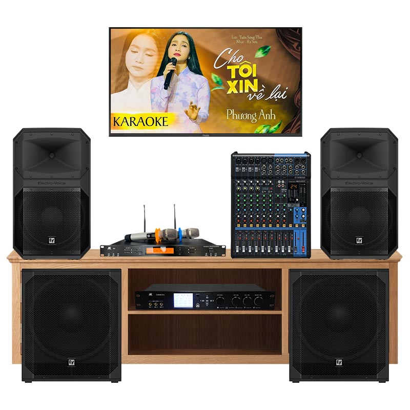 Dàn karaoke gia đình KGD111 (Electro voice Eviva 15P, 18SP, Yamaha MG12XU, JKAudio X9000 Pro, B9)