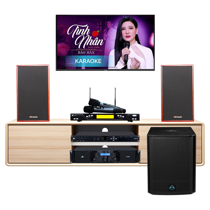 Dàn karaoke gia đình KGD122 (Gutin GDL 6612, JKAudio H2600, X6000 Plus, K800, sub Wharfedale AX15B)