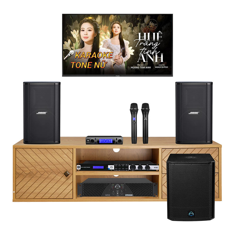 Dàn karaoke gia đình KGD131 (Bose ShowTime SK12, Wharfedale CPD3600, JBL KX180A, VM300, sub Wharfedale AX15B)