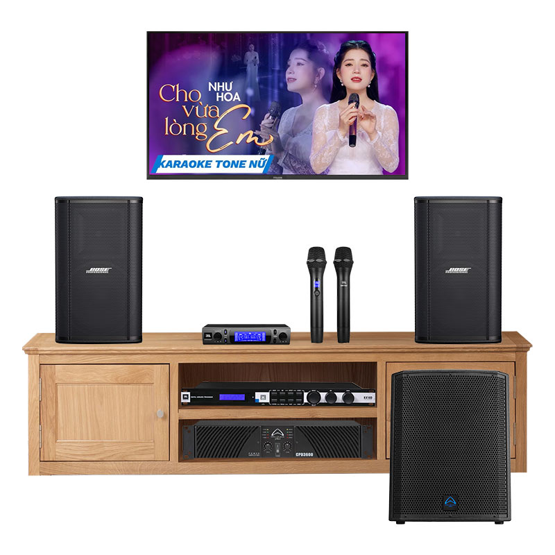Dàn karaoke gia đình KGD132 (Bose ShowTime SK12, Wharfedale CPD3600, JBL KX180A, VM300, sub Wharfedale AX18)