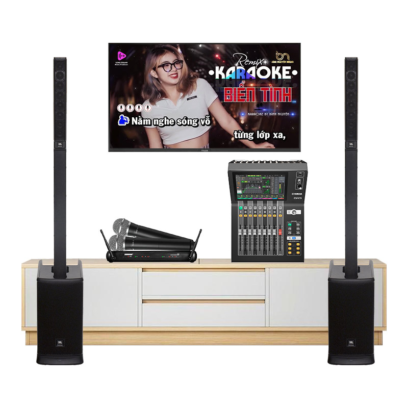 Dàn karaoke gia đình KGD170 (JBL Eon One MK2, Yamaha DM3S, Shure SVX288/PG58)