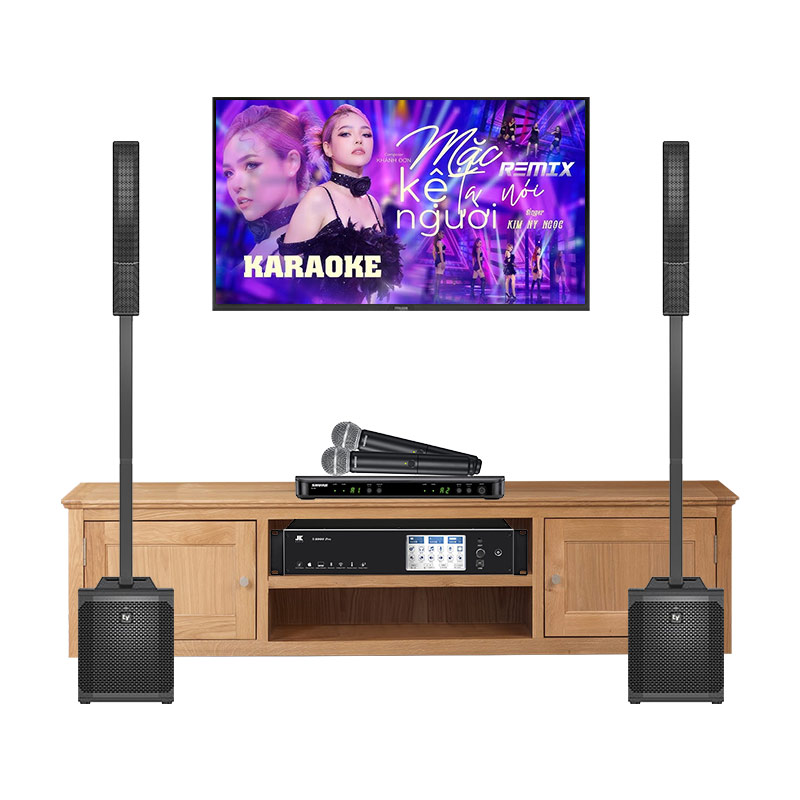 Dàn karaoke gia đình KGD180 (Electro voice Evolve 30M, JKaudio X9900 Pro, Shure BLX288A/SM58)