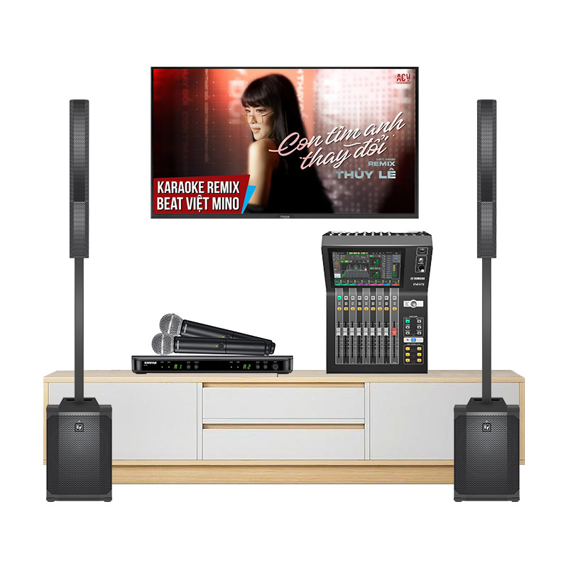 Dàn karaoke gia đình KGD192 (Electro voice Evolve 50M, Shure BLX288A/SM58, Yamaha DM3S)