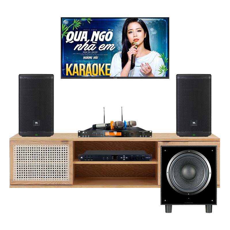 Dàn karaoke gia đình KGD227 (JBL Eon 710, JKaudio X6000 Plus, JKAudio B9, Wharfedale SW12)