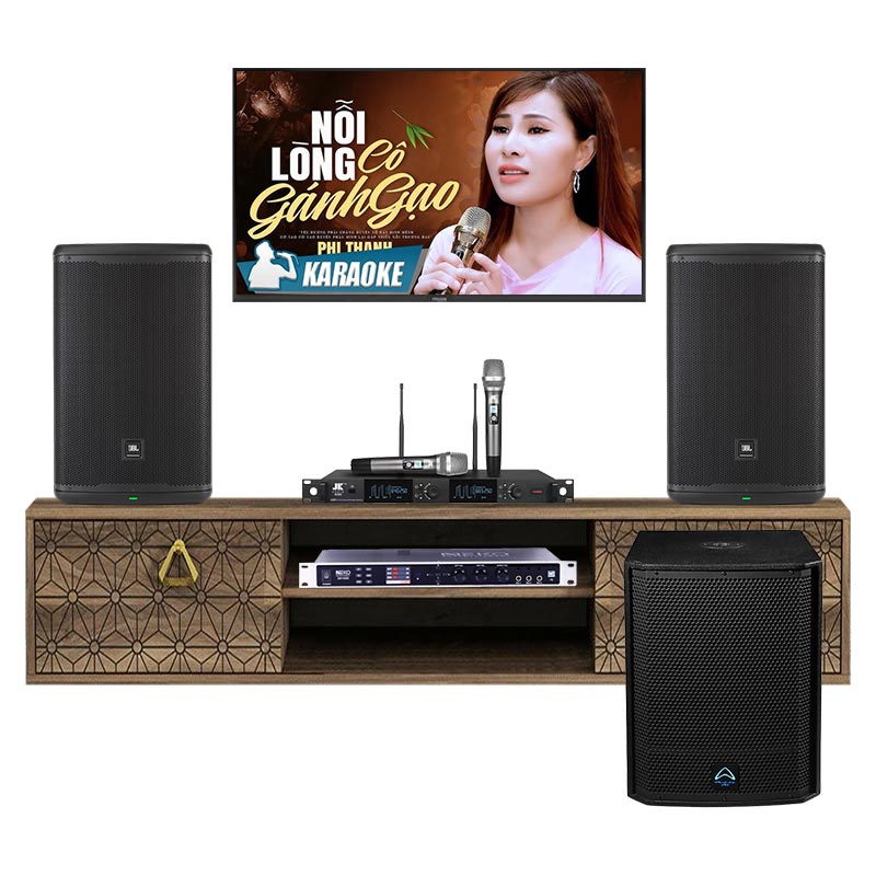 Dàn karaoke gia đình KGD241 (JBL Eon 715, Neko DK1000, JKaudio K300, Wharfedale AX15B )