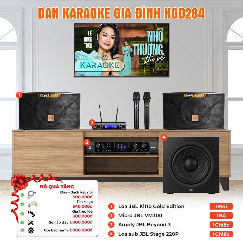 Dàn karaoke gia đình KGD284 (JBL Ki110 Gold Edition, VM300, Beyond 3, Stage 220P)-2