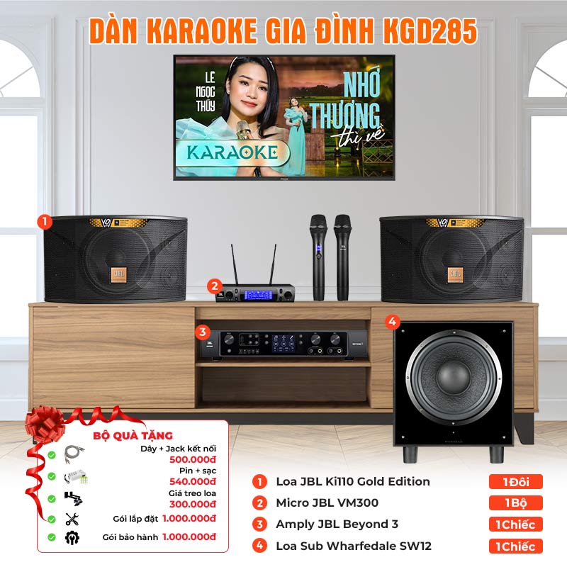 Dàn karaoke gia đình KGD285 (JBL Ki110 Gold Edition, VM300, Beyond 3, Wharfedale SW12)-2