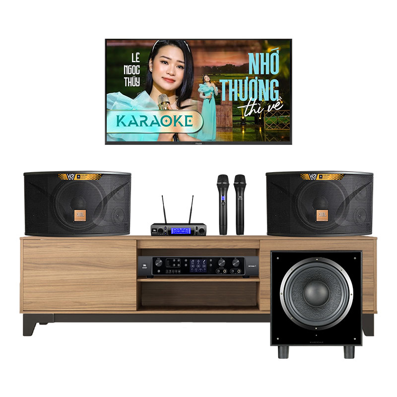 Dàn karaoke gia đình KGD285 (JBL Ki110 Gold Edition, VM300, Beyond 3, Wharfedale SW12)