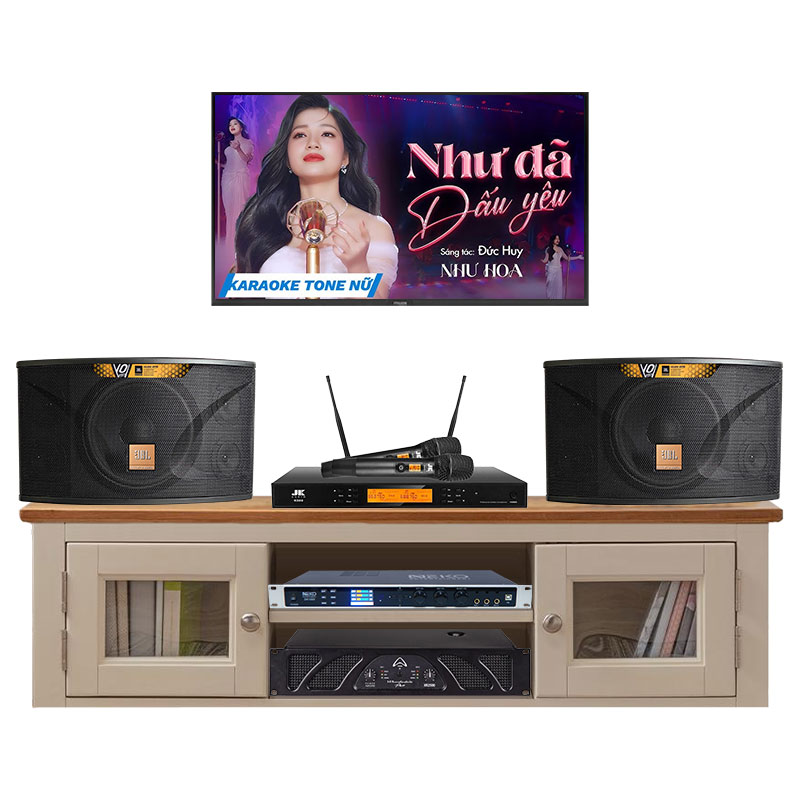 Dàn karaoke gia đình KGD296 (JBL Ki112 Gold Edition, Neko DK1000, Wharfedale XR2500, JKAudio K500)