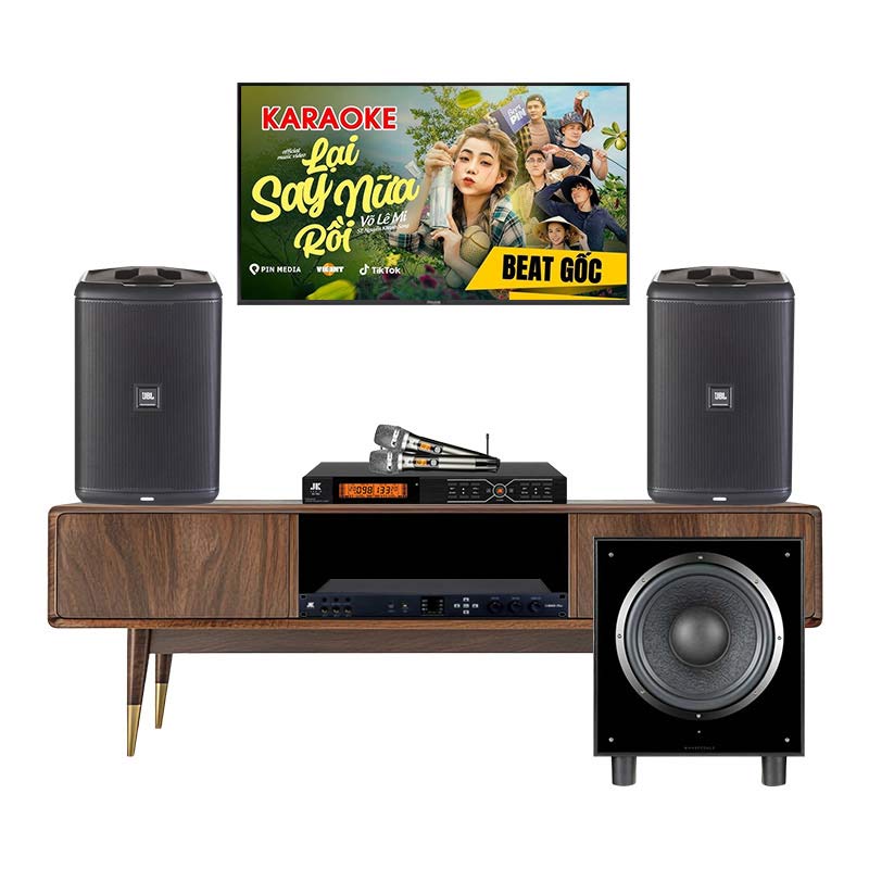 Dàn karaoke gia đình KGD58 (JBL Eon One Compact, JKAudio X6000 Plus, B3 Pro, sub Wharfedale SW12)