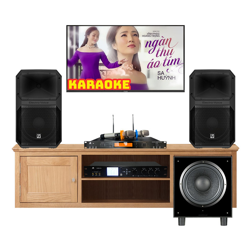 Dàn karaoke gia đình KGD92 (Electro voice Eviva 12P, JKaudio X9000 Pro, JKaudio B9, Wharfedale SW12)