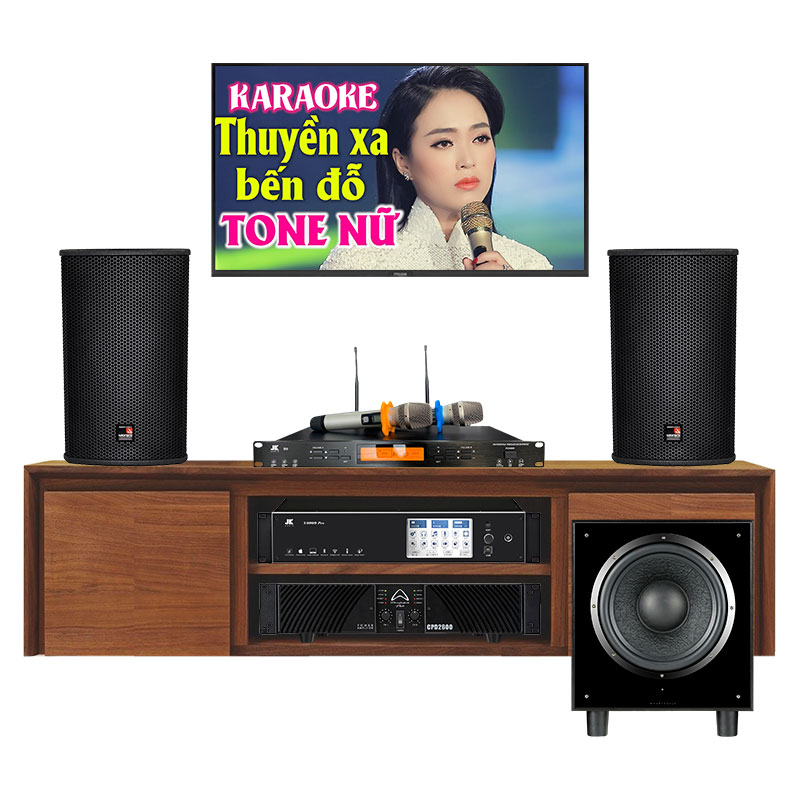 Dàn karaoke gia đình KHD19 (Tecnare E10, Wharfedale SW12, Wharfedale CPD2600, JKaudio X9900 Pro, JKAudio B9)