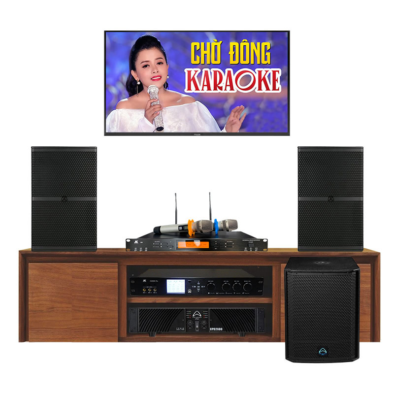 Dàn karaoke gia đình KHD23 (Wharfedale WH10, sub Wharfedale AX15B, CPD2600, JKaudio X9000 Pro, B9)