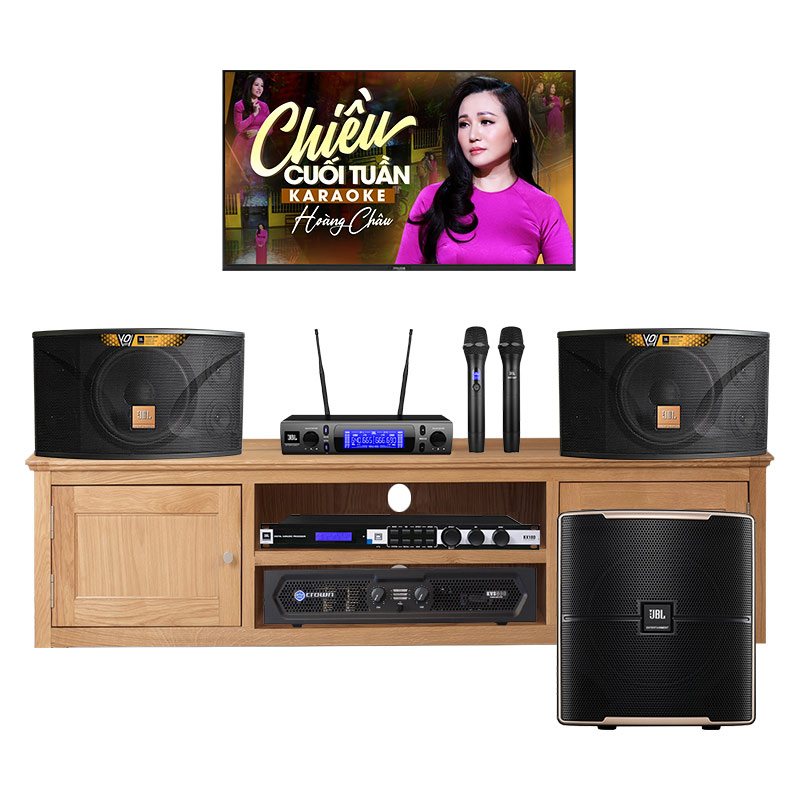 Dàn karaoke gia đình KHD40 (JBL Ki110 Gold Edition, Crown KVS500, JBL KX180A, VM300, sub JBL Pasion 12SP)