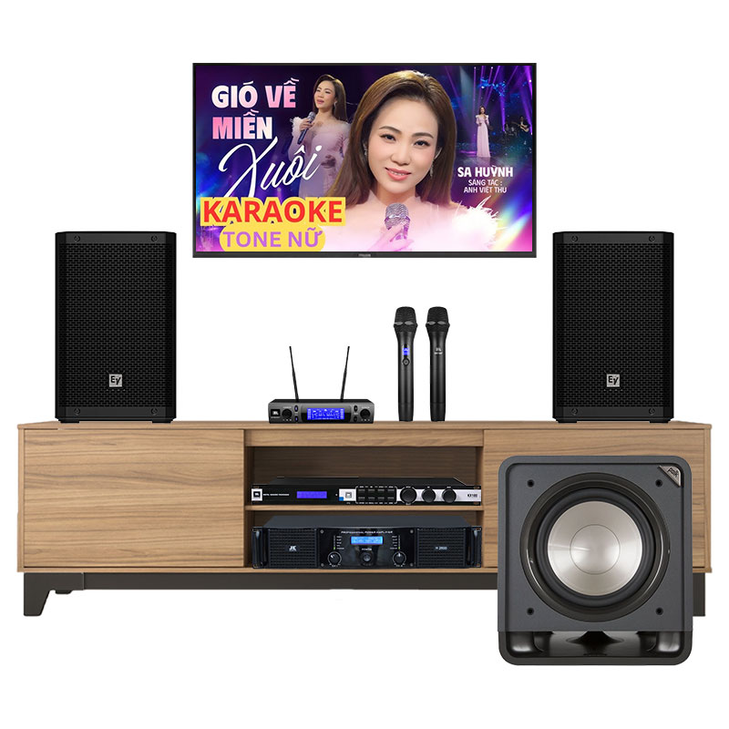 Dàn karaoke gia đình KHD81 (Electro voice ZLX8-G2, JKAudio H2600, JBL KX180A, VM300, sub Polk Audio HTS12)