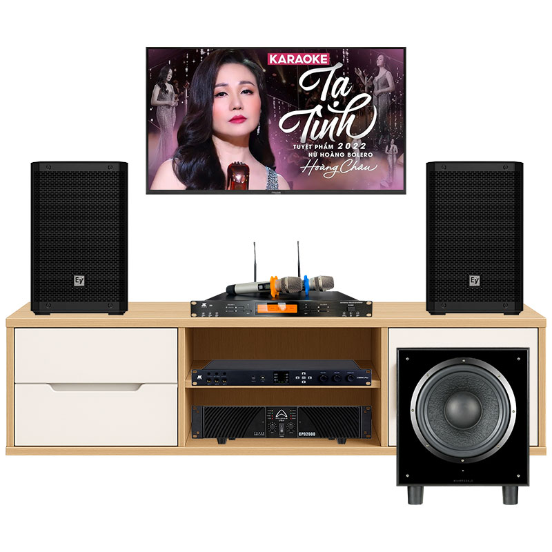 Dàn karaoke gia đình KHD85 (Electro-Voice ZLX8-G2, Wharfedale CPD2600, Wharfedale SW12, JKAudio X6000 Plus, JKAudio B9)