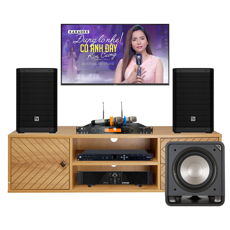Dàn karaoke gia đình KHD86 (Electro-Voice ZLX8-G2, Polk Audio HTS12, Wharfedale CPD2600, JKAudio X6000 Plus, JKAudio B9)