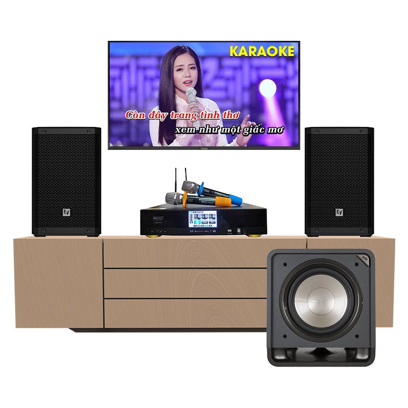 Dàn karaoke gia đình KHD88 (Electro voice ZLX8-G2, Neko AK3900 Pro, Polk Audio HTS12)