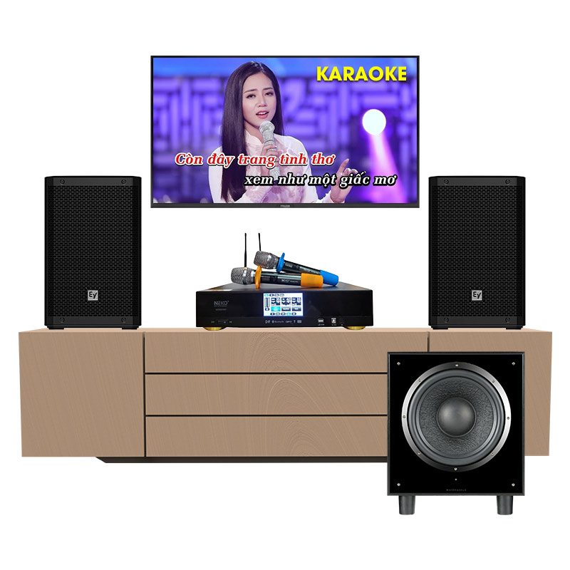 Dàn karaoke gia đình KHD89 (Electro voice ZLX8-G2, Neko AK3900 Pro, Wharfedale SW12)