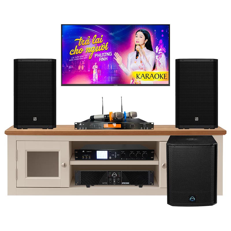 Dàn karaoke gia đình KHD90 (Electro voice ZLX12 G2, Wharfedale CPD2600, JKaudio X9000 Pro, JKAudio B9, Wharfedale T-SUB AX15B)