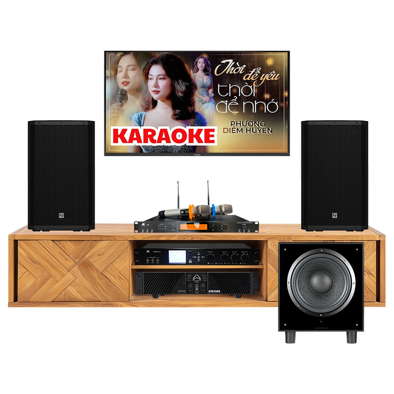 Dàn karaoke gia đình KHD92 (Electro Voice ZLX-12-G2, Wharfedale SW12, CPD2600, JKAudio X9000 Pro, B9)